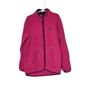 Helly Hansen Pink Fleece Jacket 100% Polyester Full Zip‎ Thumbholes Sz 9 9 years